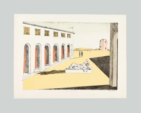 石版画 De Chirico - Piazza d'Italia