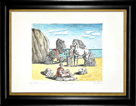 石版画 De Chirico - Riposo presso le correnti dell'Egeo