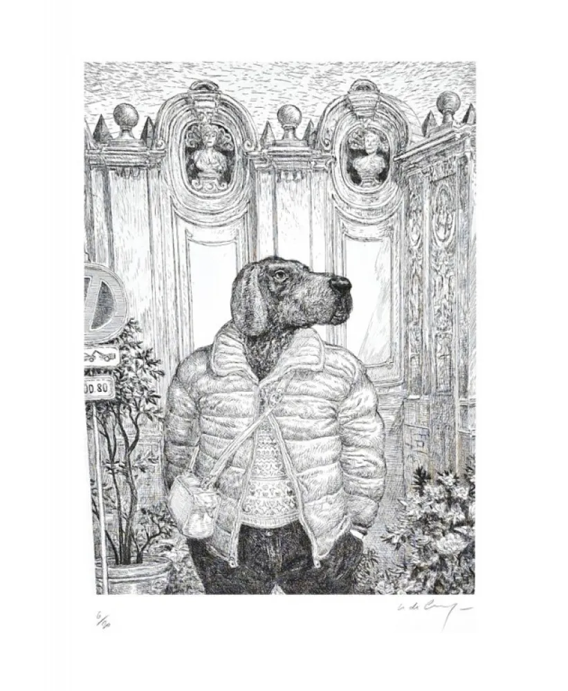 版画 De Crécy - Chien de Rome II