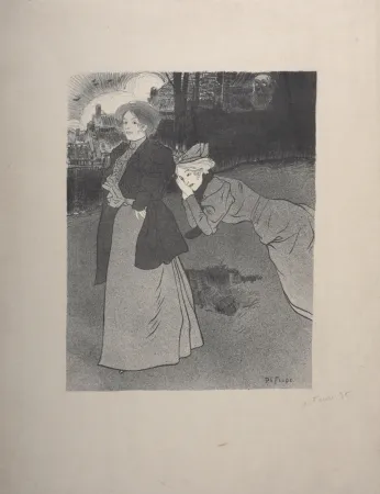石版画 De Feure - Surprises (Passantes), circa 1894 - Hand-signed