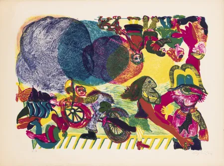 石版画 De Jong - Three Clouds