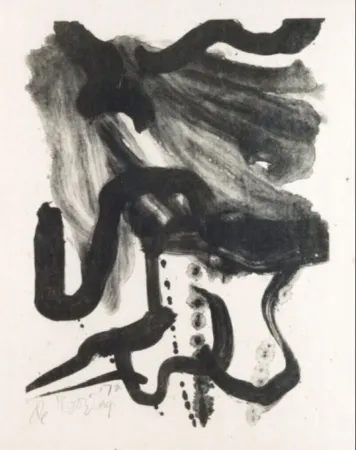 石版画 De Kooning - Woman with long hair and corset