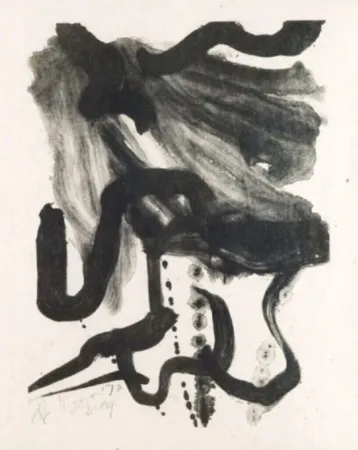 石版画 De Kooning - Woman with long hair and corset