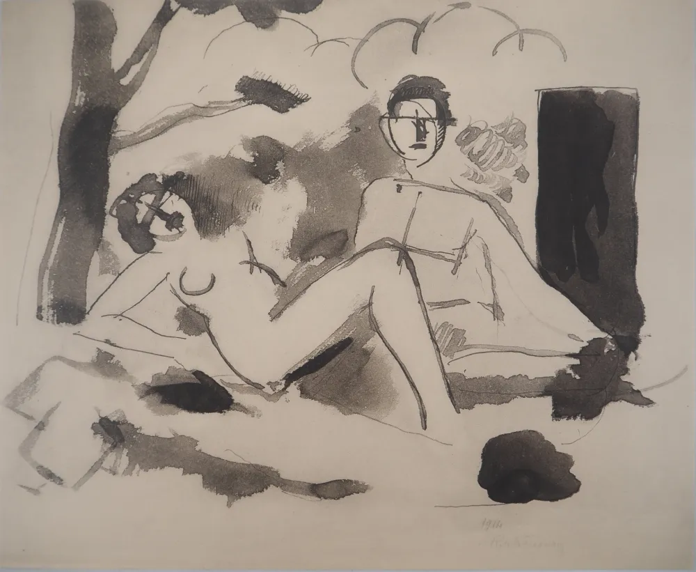 石版画 De La Fresnaye - Hommage à Manet, Déjeuner sur l'herbe