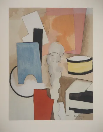 石版画 De La Fresnaye - Nature morte cubiste au tambour