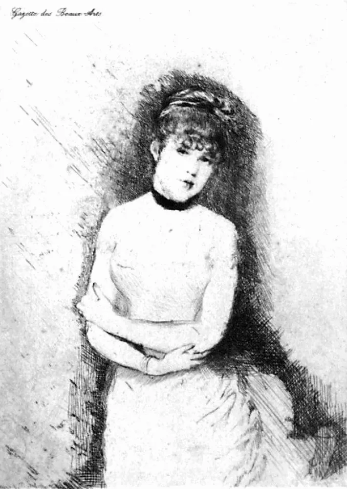 蚀刻版画 De Nittis - Jeune femme décolletée