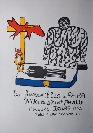 石版画 De Saint Phalle - „Les funerailles de Papa. Niki de Saint  Phalle. Galerie Iolas 1972. Paris, Milan,  New York etc.“.