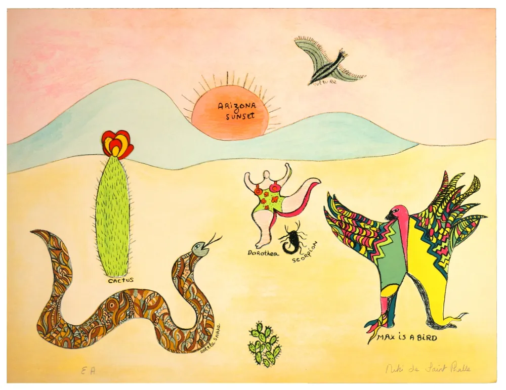 石版画 De Saint Phalle - Max is a bird