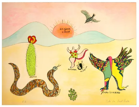 石版画 De Saint Phalle - Max is a bird