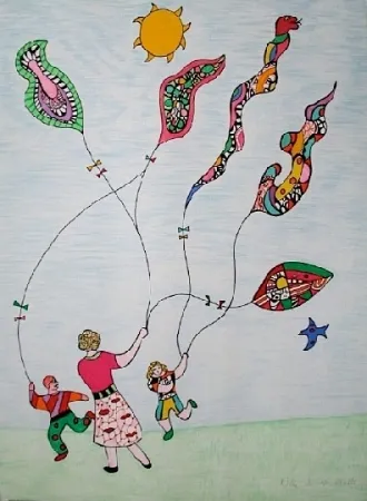 石版画 De Saint Phalle - Méchant - Méchant - Le cerf-volant