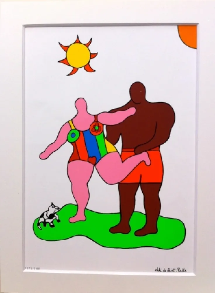 丝网印刷 De Saint Phalle - Pink nana and black man