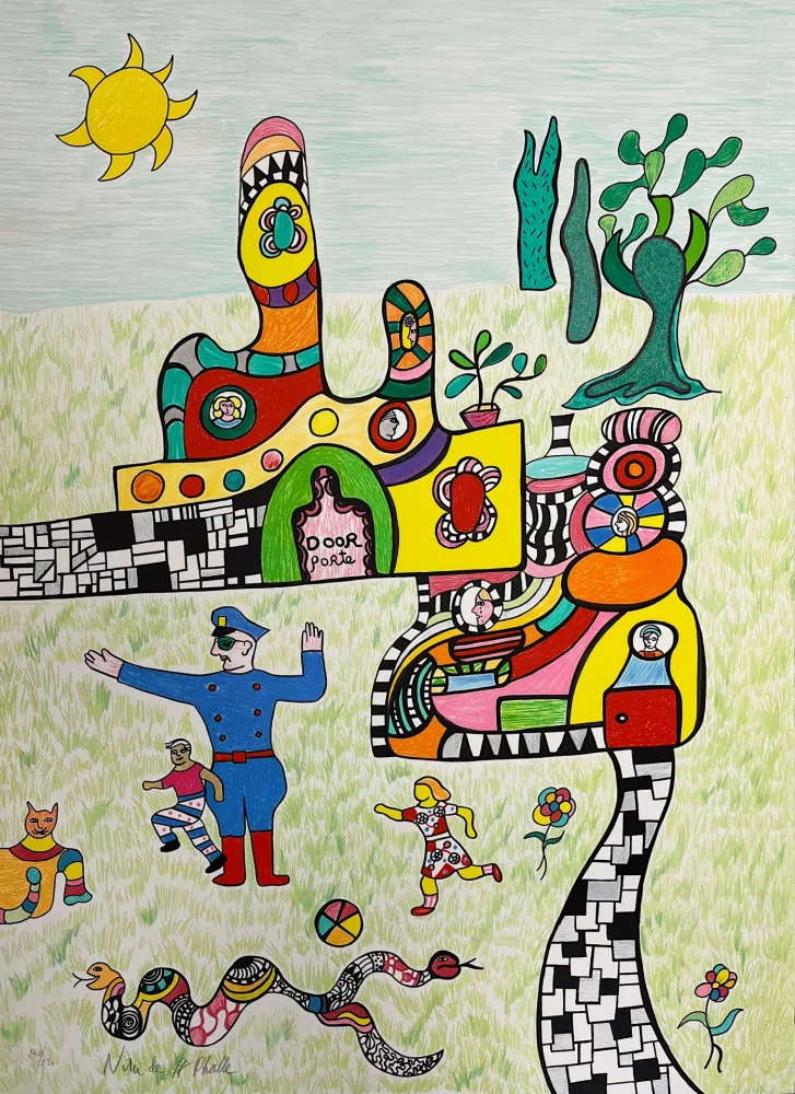 石版画 De Saint Phalle - Sortie d'École