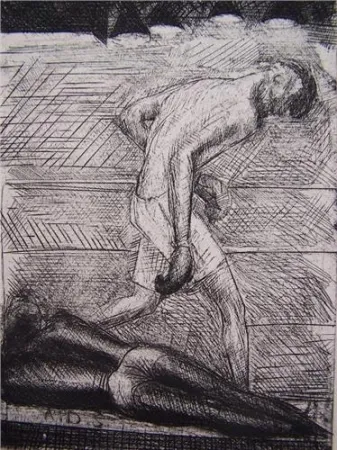 蚀刻版画 De Segonzac - Le KO du noir