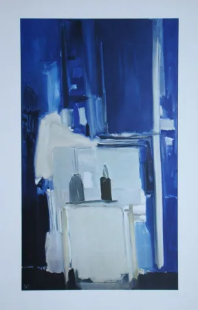 胶版印刷 De Stael - Coin d'atelier, fond bleu