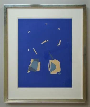 石版画 De Stael - Comosition sur fond bleu