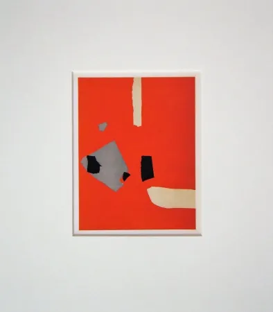 石版画 De Stael - Composition fond orange