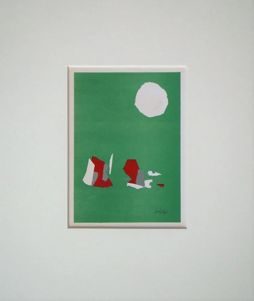 石版画 De Stael - Composition fond vert