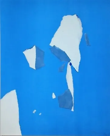 镂版印刷 De Stael - Composition sur fond bleu ciel