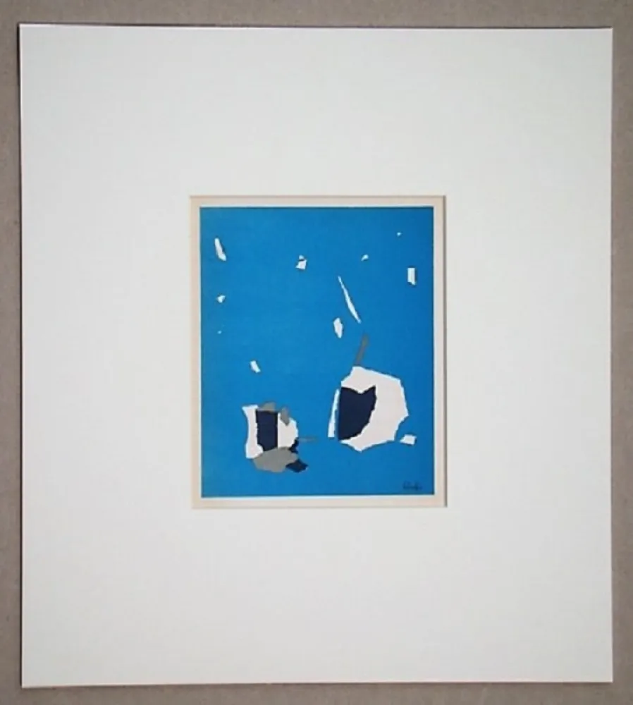 石版画 De Stael - Composition sur fond bleu ciel
