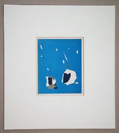 石版画 De Stael - Composition sur fond bleu ciel