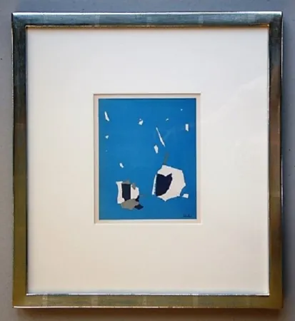石版画 De Stael - Composition sur fond bleu ciel