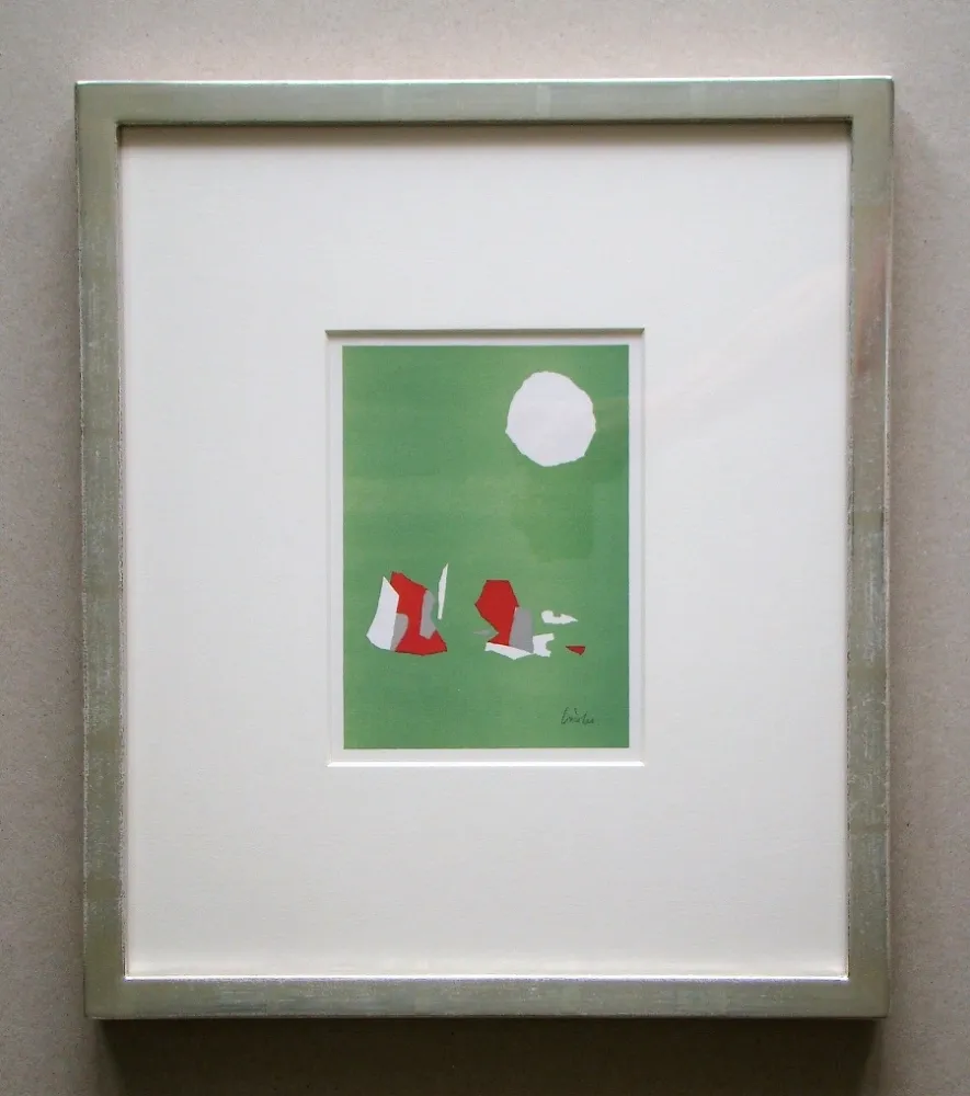 石版画 De Stael - Composition sur fond vert