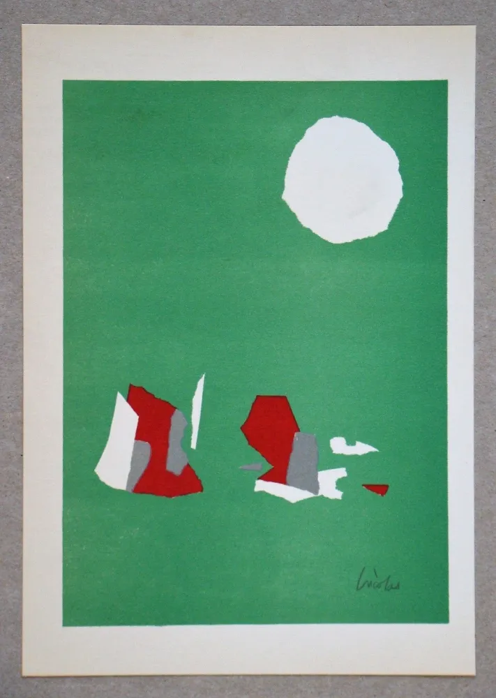 石版画 De Stael - Compsition sur fond vert