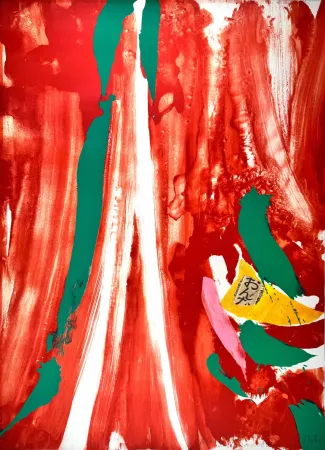 石版画 Debré - Xian rouge et orange 
