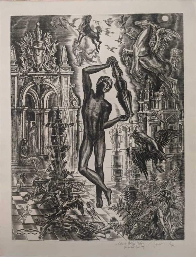 蚀刻版画 Decaris - Le Verseau / Aquarius