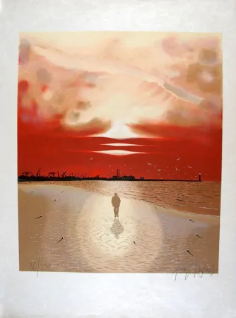 石版画 Degans - Le Poète et la Mer