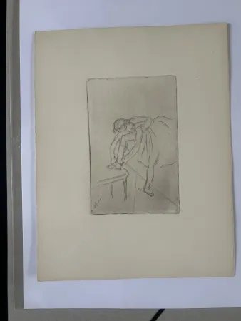 蚀刻版画 Degas - Danseuse mettant son chausson