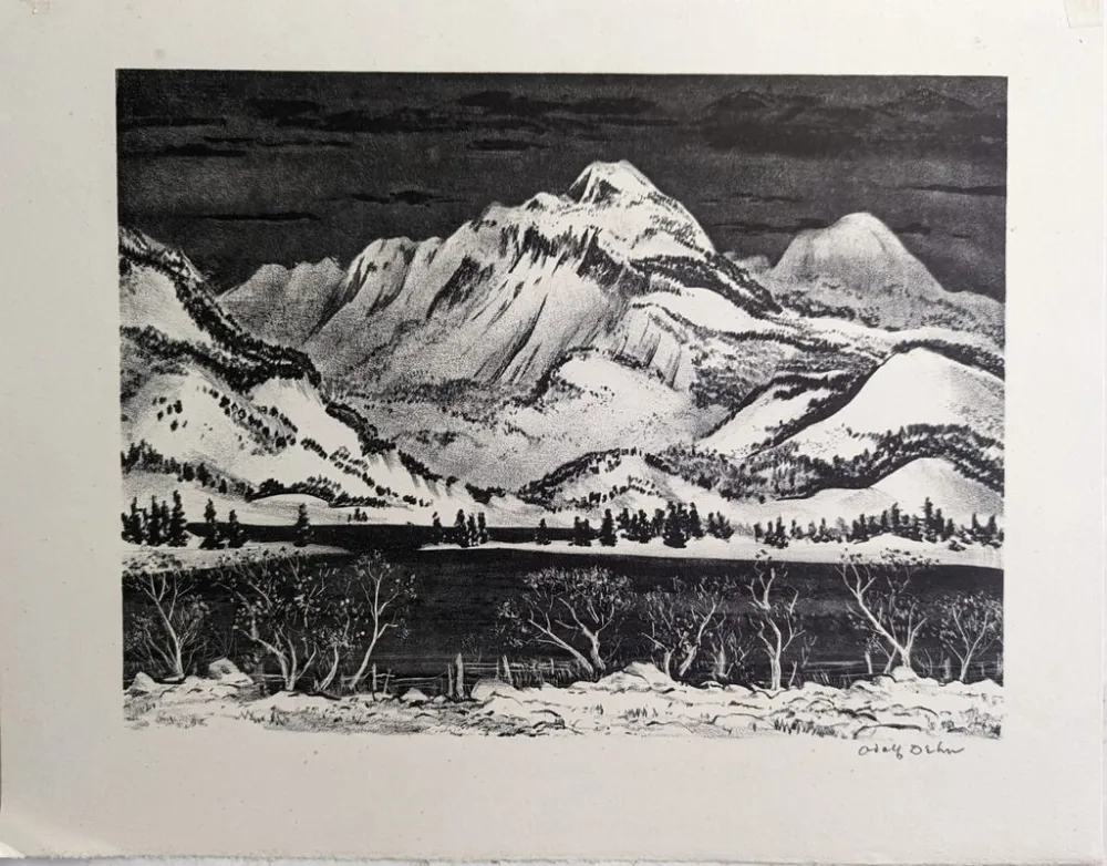 石版画 Dehn - Snow Mountain (or Lake in the Mountains)