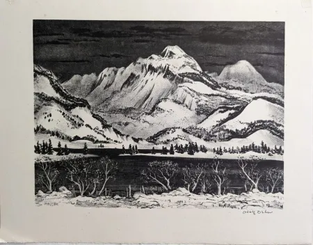 石版画 Dehn - Snow Mountain (or Lake in the Mountains)