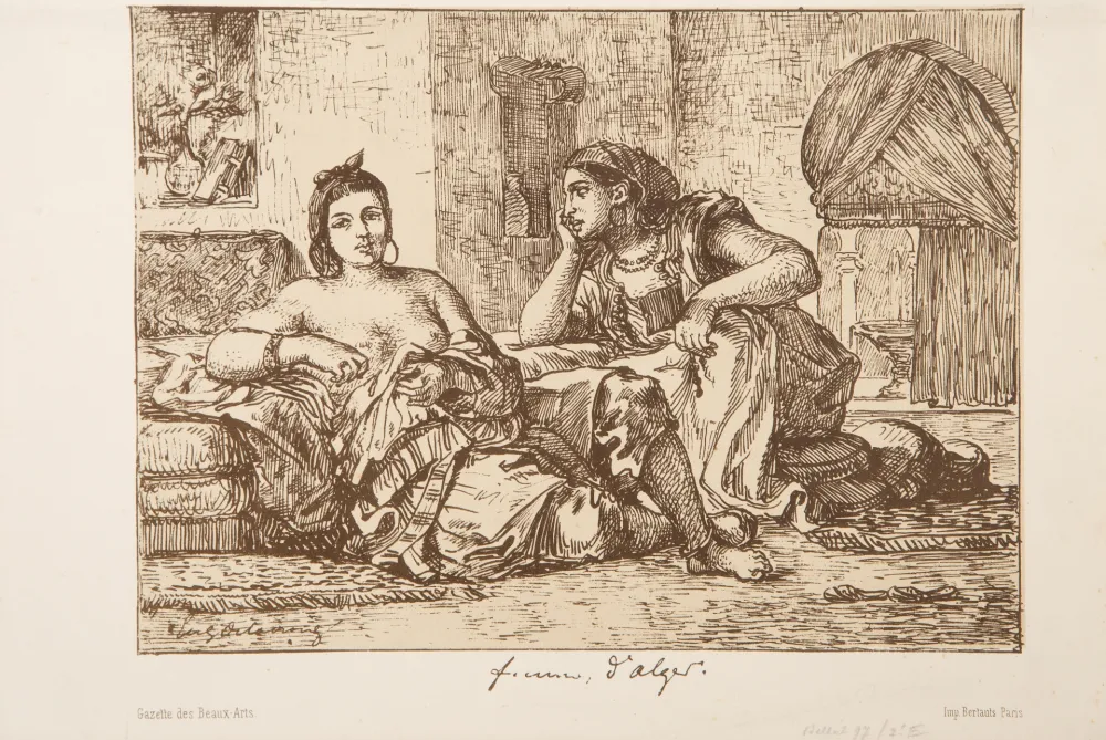石版画 Delacroix - Women of Algiers (color)