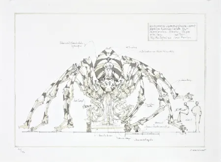 石版画 Delarozière - L'araignée géante