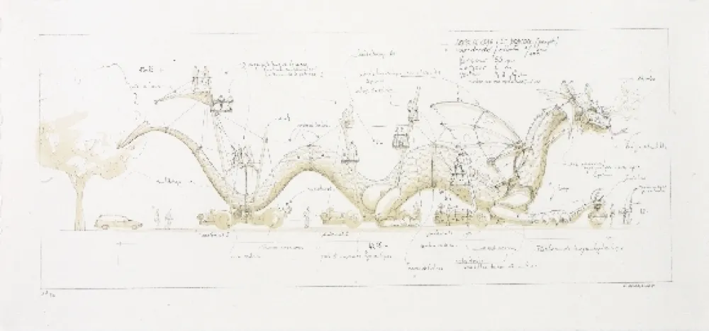 石版画 Delarozière - Le dragon