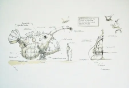 石版画 Delarozière - Luminaire des grands fonds