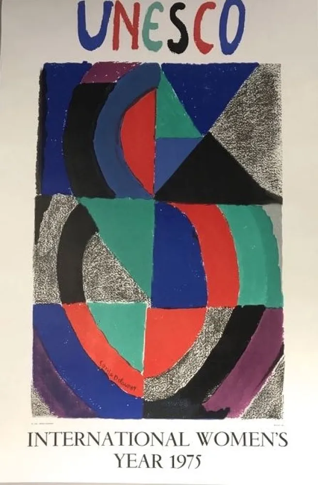 石版画 Delaunay - Affiche Journée internationale de la femme 1975