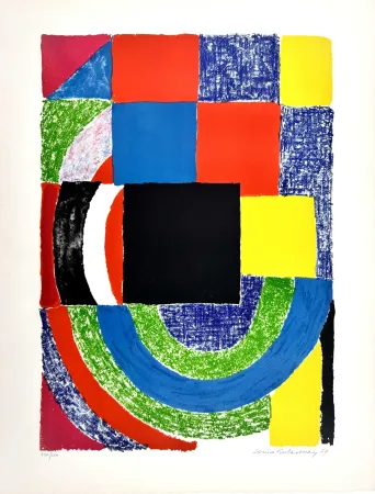 石版画 Delaunay - Carreaux noirs 