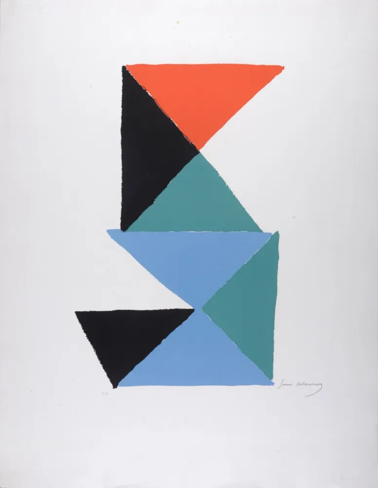 石版画 Delaunay - Composition aux triangles, c. 1967 - Hand-signed