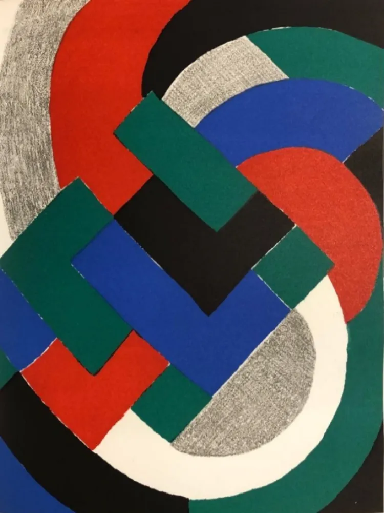 石版画 Delaunay - Composition géométrique