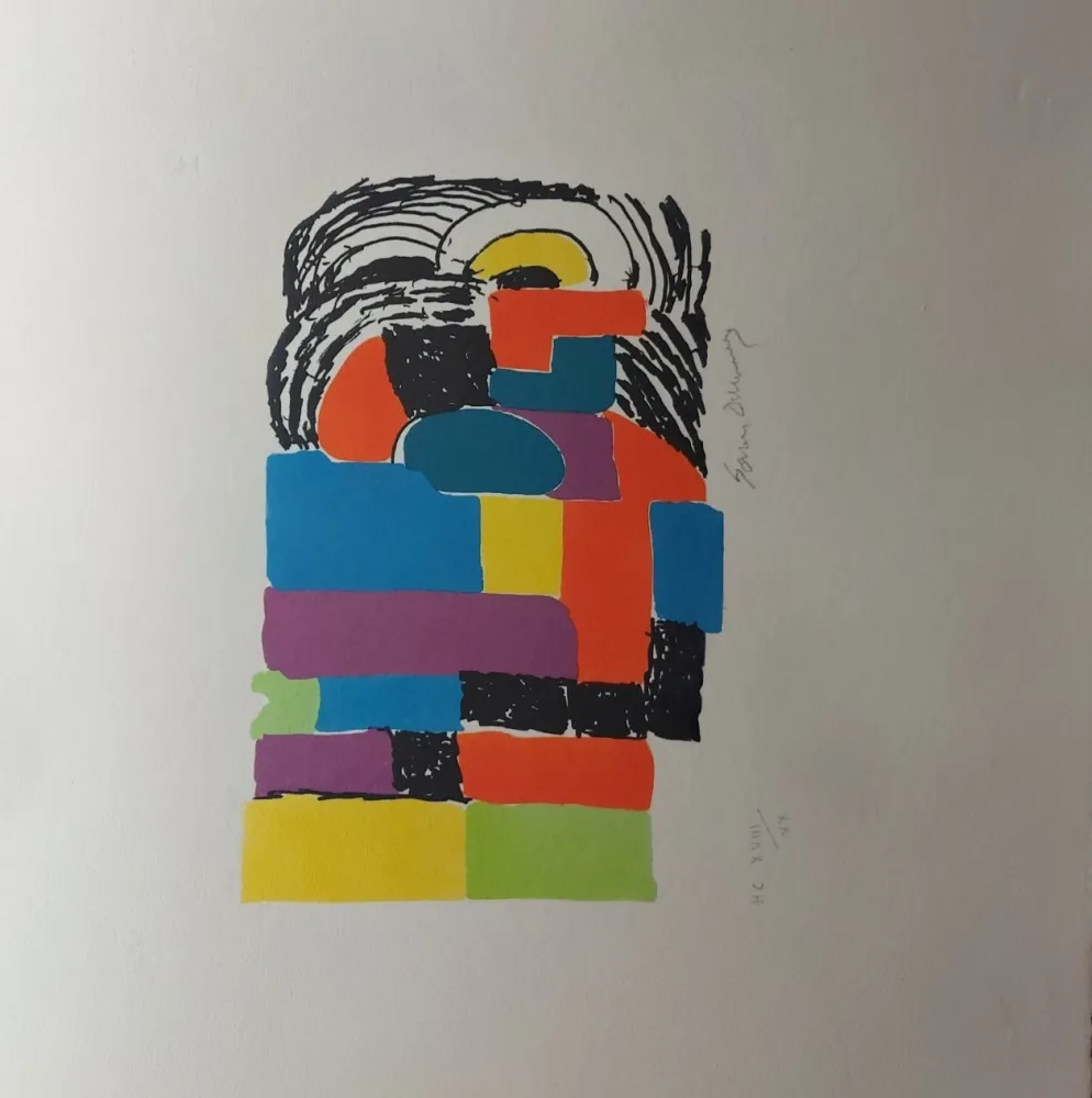 石版画 Delaunay - Composition pour Madame Claude POMPIDOU (circa 1970)