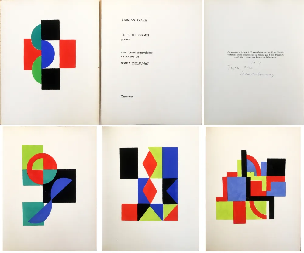 插图书 Delaunay - LE FRUIT PERMIS. 4 pochoirs et poèmes de Tristan Tzara (1956)