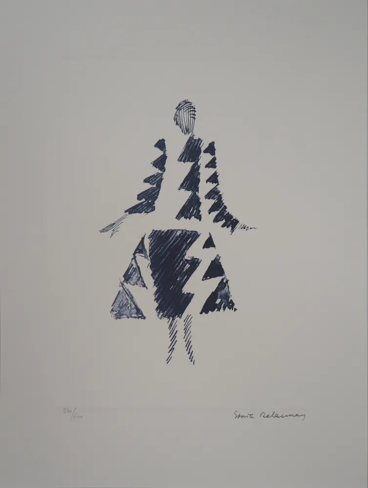 石版画 Delaunay - Robe rythmes-triangles
