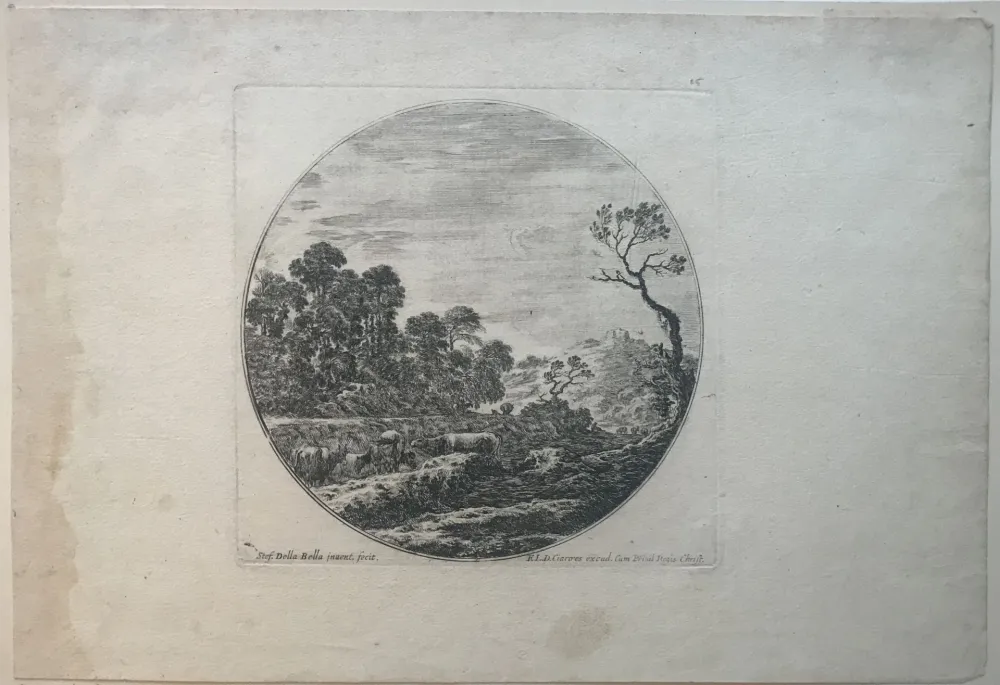 干刻版画 Della Bella - Country side scene with cows