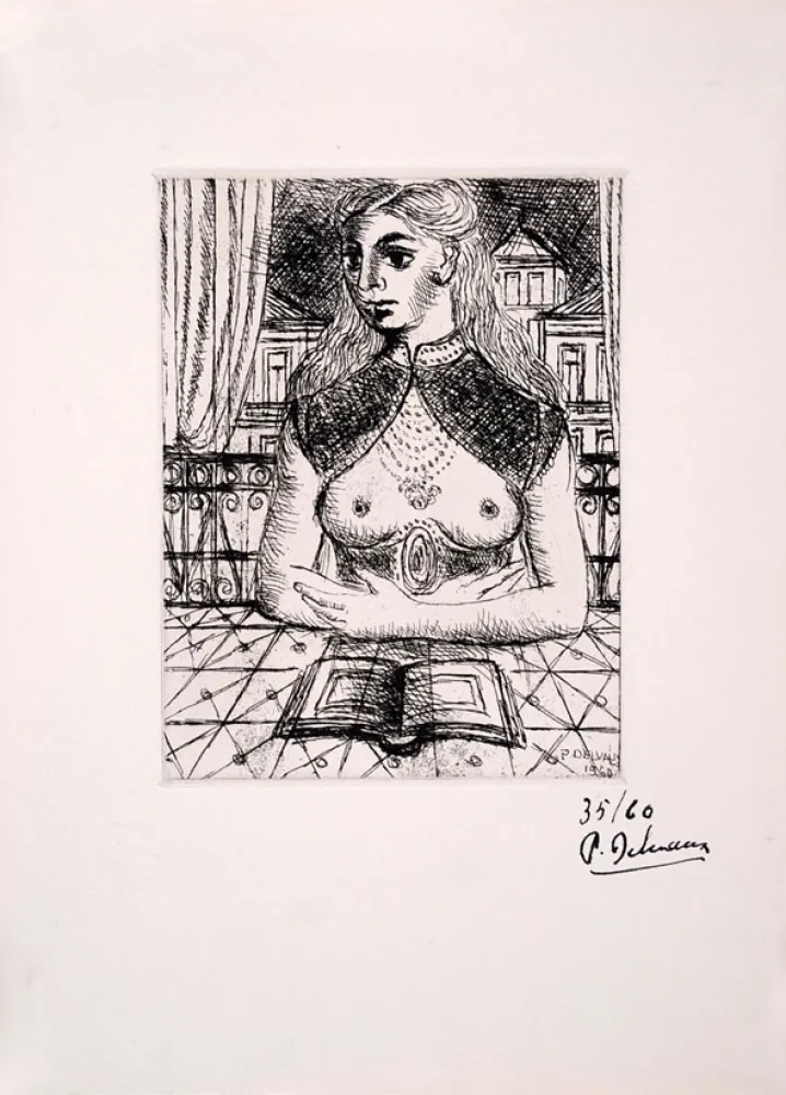 蚀刻版画 Delvaux - Buste de Femme III