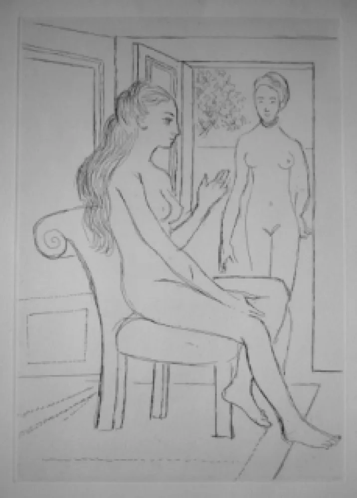 版画 Delvaux - La chaise