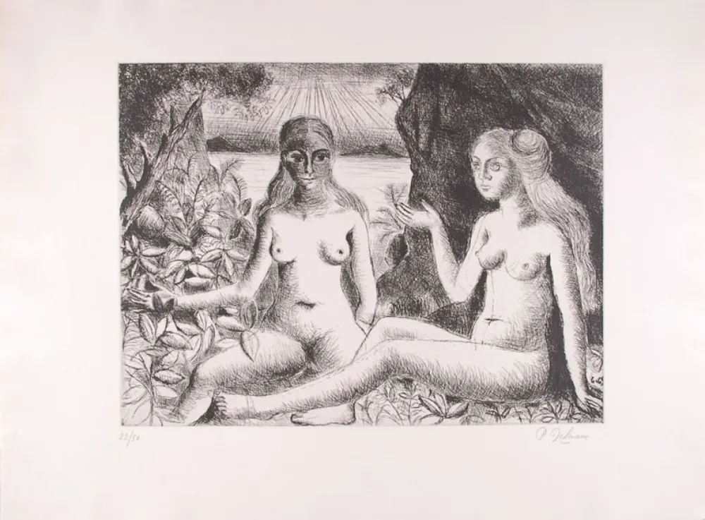 蚀刻版画 Delvaux - La Dispute