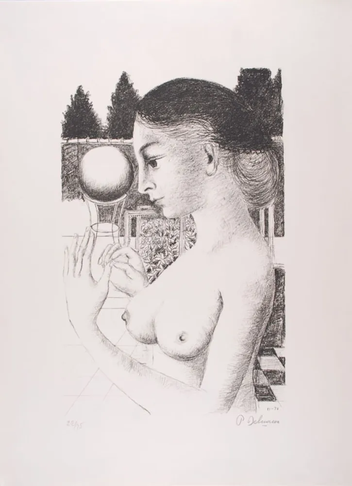 石版画 Delvaux - La Femme à la Boule