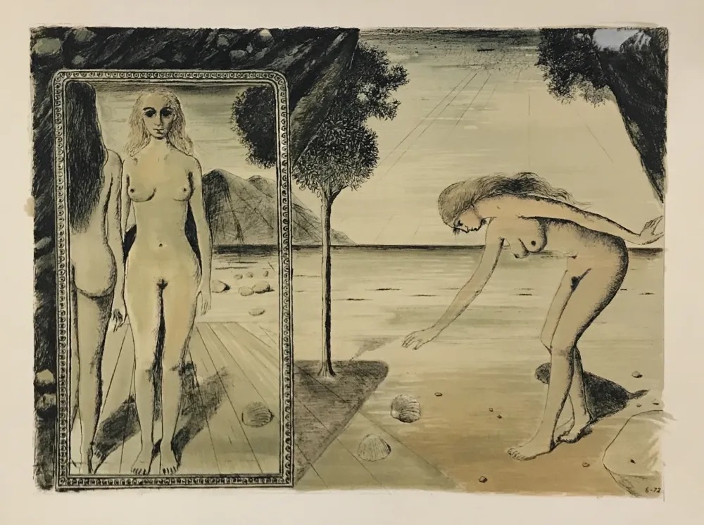 石版画 Delvaux - La Plage (The Beach)
